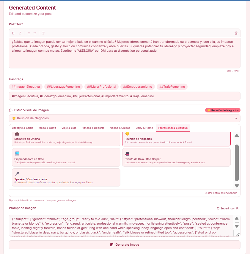Editor de contenido e imágenes